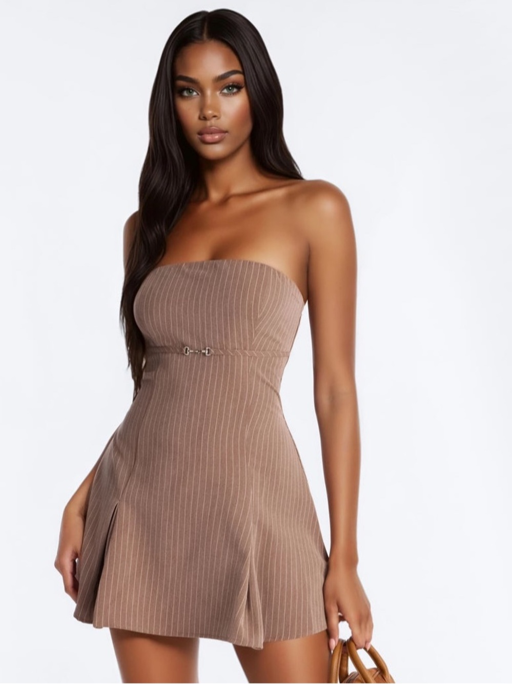 FashionNova High Priority Strapless Pinstripe Mini Dress
